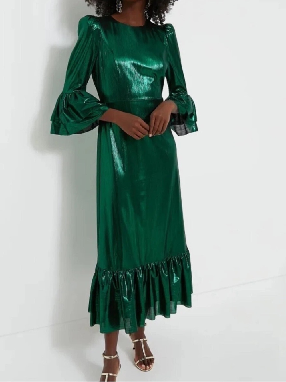 NWT Tuckernuck Pomander Place Emerald Crinkle Lurex Lillith Dress Green XXL